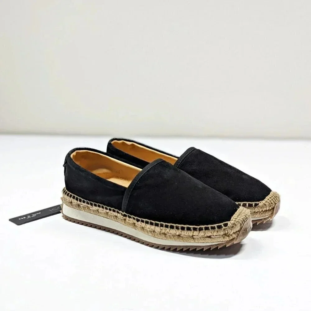 Rag & Bone Women's Espadrille Runner Black Suede Flats Size 40 EU (MSRP $295)